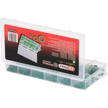 KS TOOLS 270-Piece HNBR O-Ring Assortment for Automotive Air Conditioning Systems, 18 Metric Sizes, -40°C to +150°C, Green 970.0340