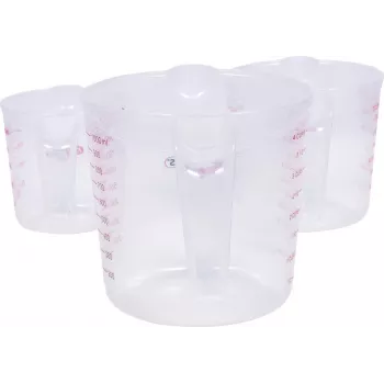 KS TOOLS 3-Piece Measuring Cup Set, 250/500/1000 ml, Transparent PP with Blue Scale, Food Safe, Dishwasher Safe, Nestable 150.9205