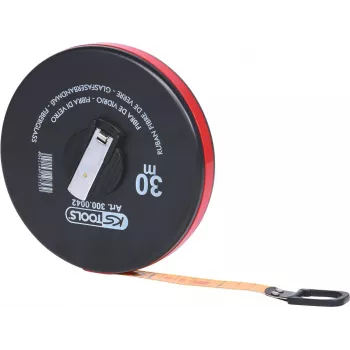 KS TOOLS 300.0042 30m Fibreglass Tape Measure with Closed Reel and Crank Handle