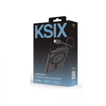 KSIX Magnetic Power Bank 10000 mAh, 22.5W for iPhone and Apple Watch, Grey