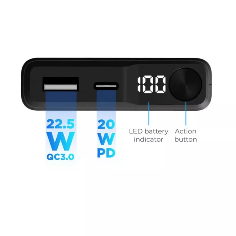 KSIX Magnetic Powerbank 10000 mAh 22.5W, Black