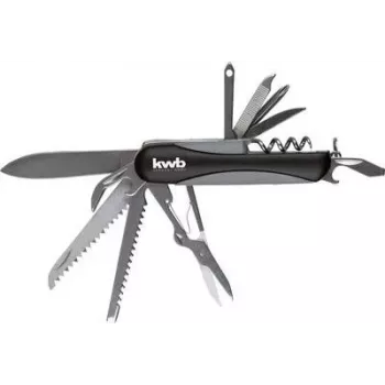 KWB 016120 Folding Knife with One-Hand Opening and Liner Lock, Stainless Steel Blade, Aluminum Handle, 85 mm Blade, Universal Utility