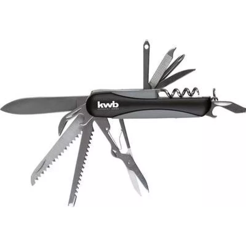 KWB 016120 Folding Knife with One-Hand Opening and Liner Lock, Stainless Steel Blade, Aluminum Handle, 85 mm Blade, Universal Utility
