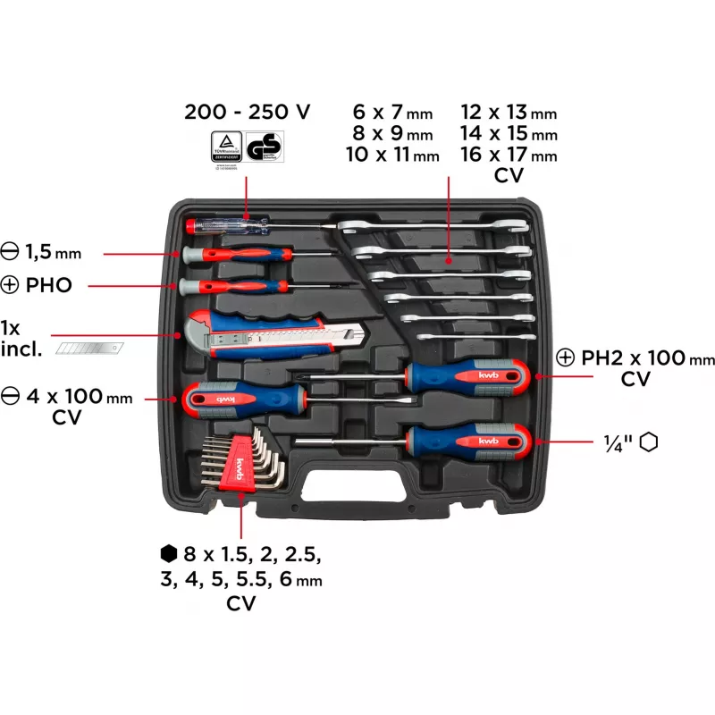 KWB 370733 42-Piece DIY Tool Kit in Case (29x34x7 cm)