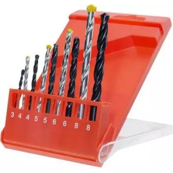 KWB 420200 HSS-R Twist Drill Bit Set, 9 Pieces, 1.5-6 mm, DIN 338, for Wood, Plastic, Metal, Sheet Metal, Profiles