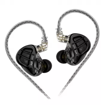 KZ ZAR NO MIC - In-Ear Monitor Earphones, 8-Driver Hybrid, 1 Dynamic + 7 Balanced Armature, Detachable Cable, 3.5mm Jack, Dark Grey