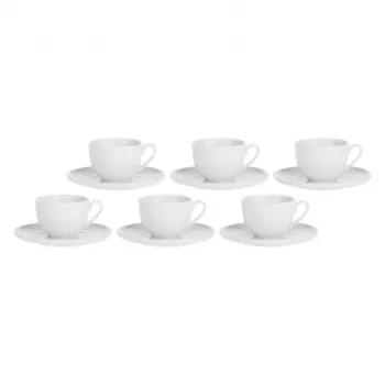 LA PORCELLANA BIANCA Set of 6 Corte Saucer Tea Cups - White, 200 ml