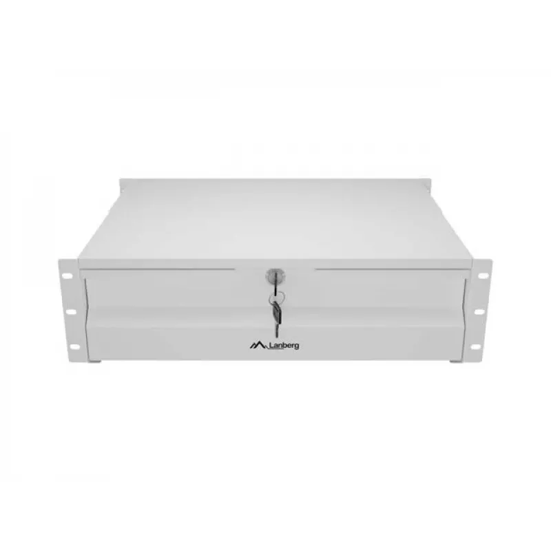 LANBERG 19-inch 3U Sliding Rack Shelf 360mm Depth Grey, 90kg Load Capacity, 4-Point Mounting