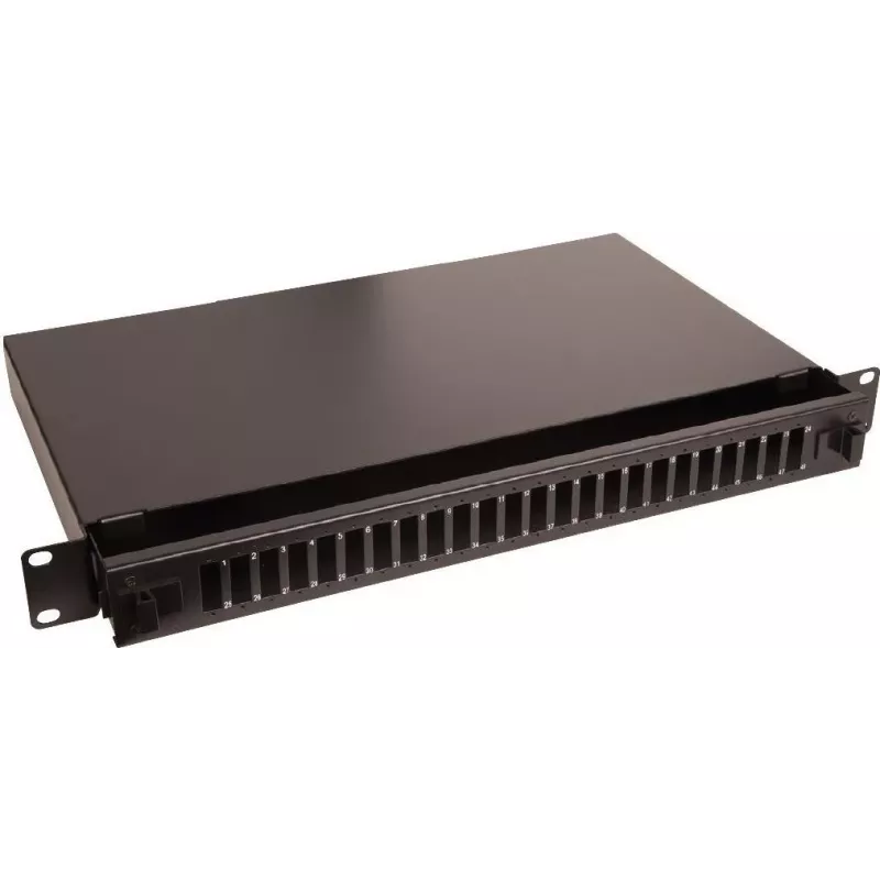 Lanview LVO231552 19 inch 1U 24-Port Fibre Patch Panel for SC Duplex/LC Quad, Rack-Mount, Black