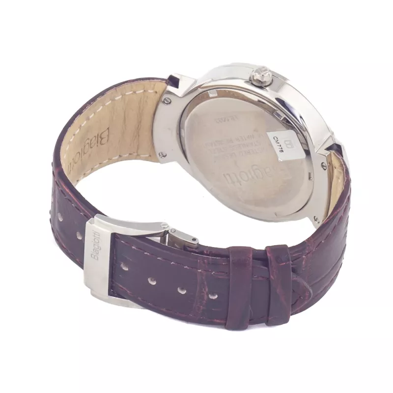 Laura Biagiotti LB0033M-04 Men's Quartz Analog Watch 40mm Black Dial Genuine Leather Strap