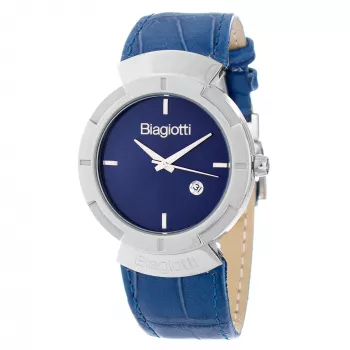 LAURA BIAGIOTTI Men's Watch LB0033M-02 40mm Stainless Steel Quartz Analog Black Dial Leather Strap