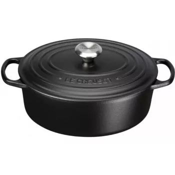 Le Creuset Signature Oval Roaster 31 cm Black Enamelled Cast Iron (4.7L)
