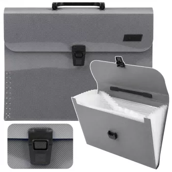 LEAN 31033 Expandable Document Organizer A4 13 Compartments Grey