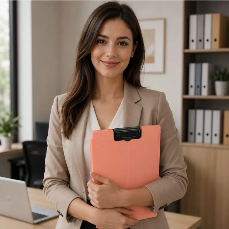 LEAN A4 Clipboard with Cover, Metal Clip, Pink Plastic