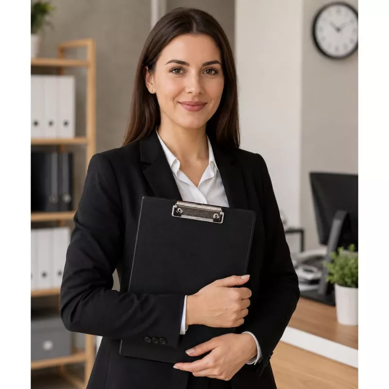 LEAN A4 Clipboard with Metal Clip and Retractable Hanging Loop, Black