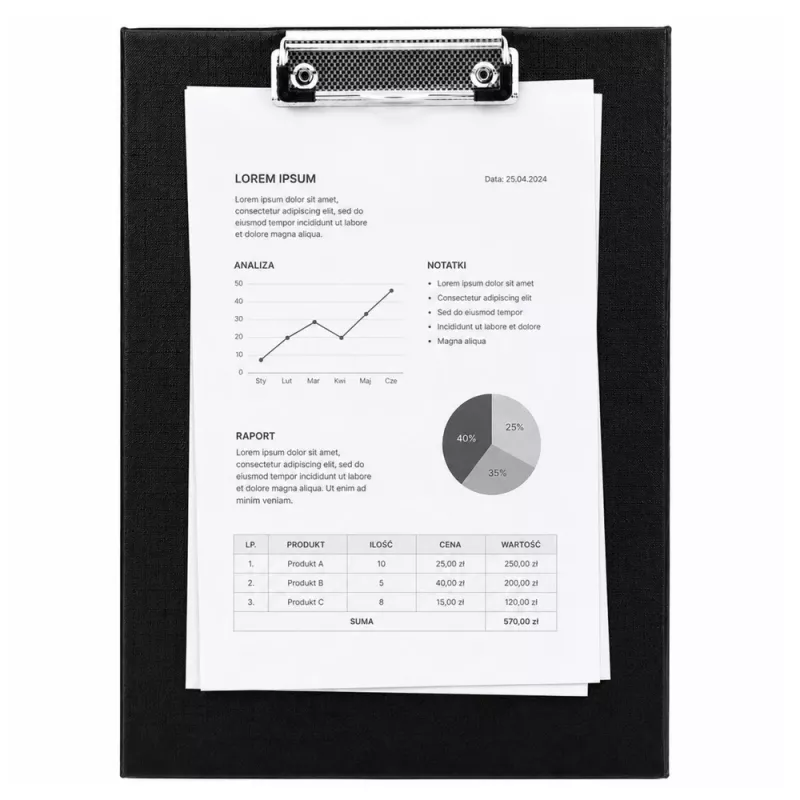 LEAN A4 Clipboard with Metal Clip and Retractable Hanging Loop, Black