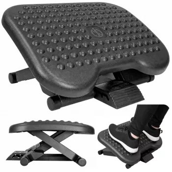 LEAN Adjustable Ergonomic Office Footrest with 3 Levels of Massage Protrusions, Black