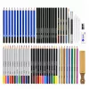 LEAN Art Set for Drawing and Sketching, 74-Piece Complete Kit with Graphite Pencils, Colored Pencils, Oil Pastels, Charcoal, and Zippered Case