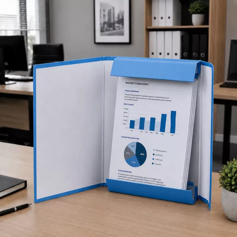 LEAN Blue A4 Office Folder with Elastic Band, 4.5 cm Spine, Laminated Cardboard, 450 Sheet Capacity