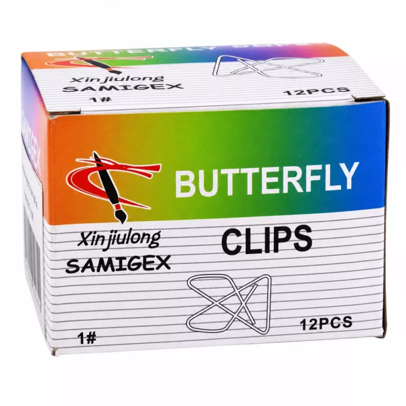 LEAN Butterfly Metal Paper Clips for Documents, Office, 24 mm, 100 pcs