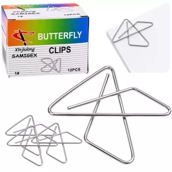 LEAN Butterfly Metal Paper Clips for Documents, Office, 24 mm, 100 pcs