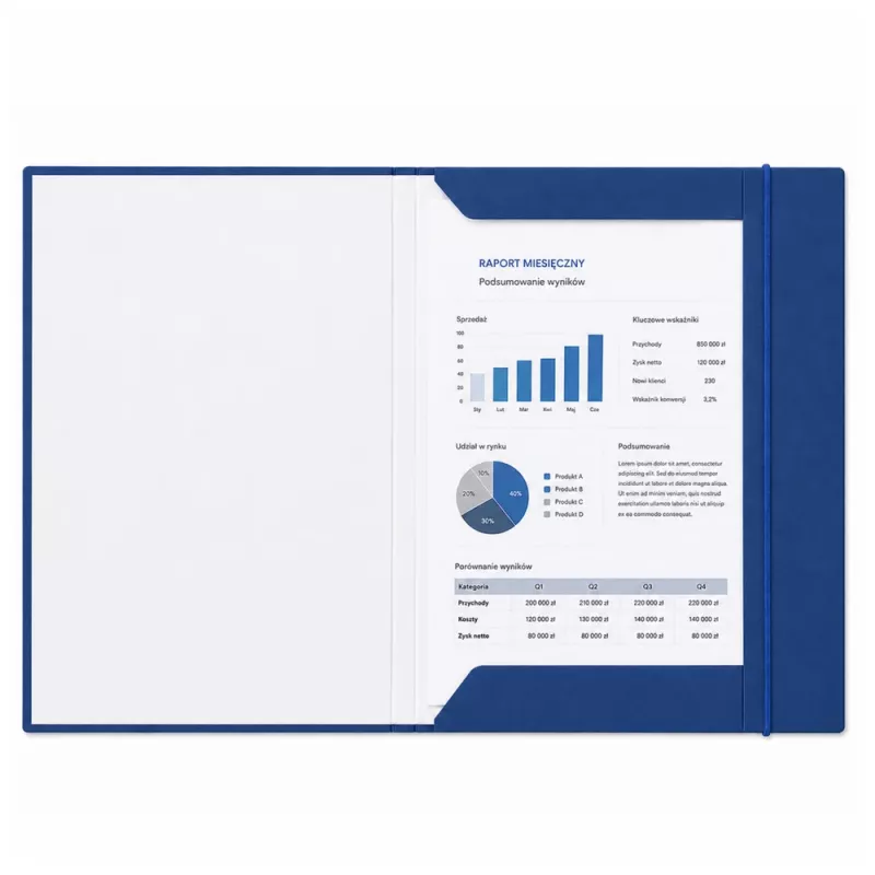 LEAN Cardboard Folder with Elastic Band, Lacquered, A4, 300 g/m², Blue