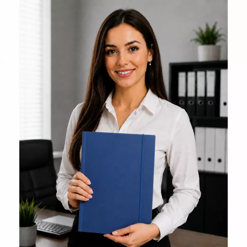 LEAN Cardboard Folder with Elastic Band, Lacquered, A4, 300 g/m², Blue