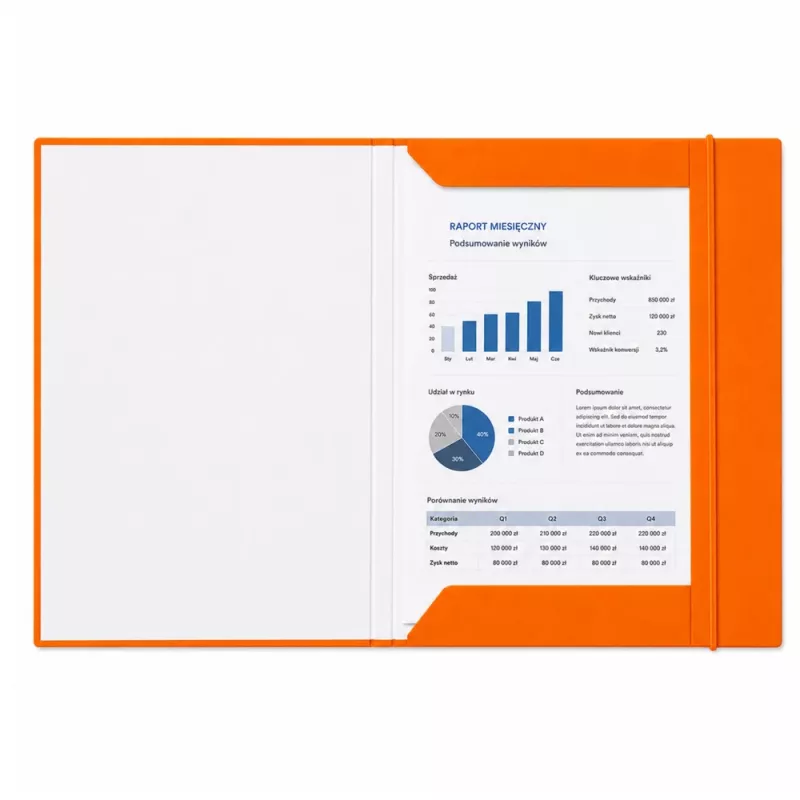 LEAN Cardboard Folder with Elastic Band, Lacquered, A4, 300 g/m², Orange