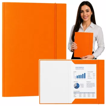 LEAN Cardboard Folder with Elastic Band, Lacquered, A4, 300 g/m², Orange