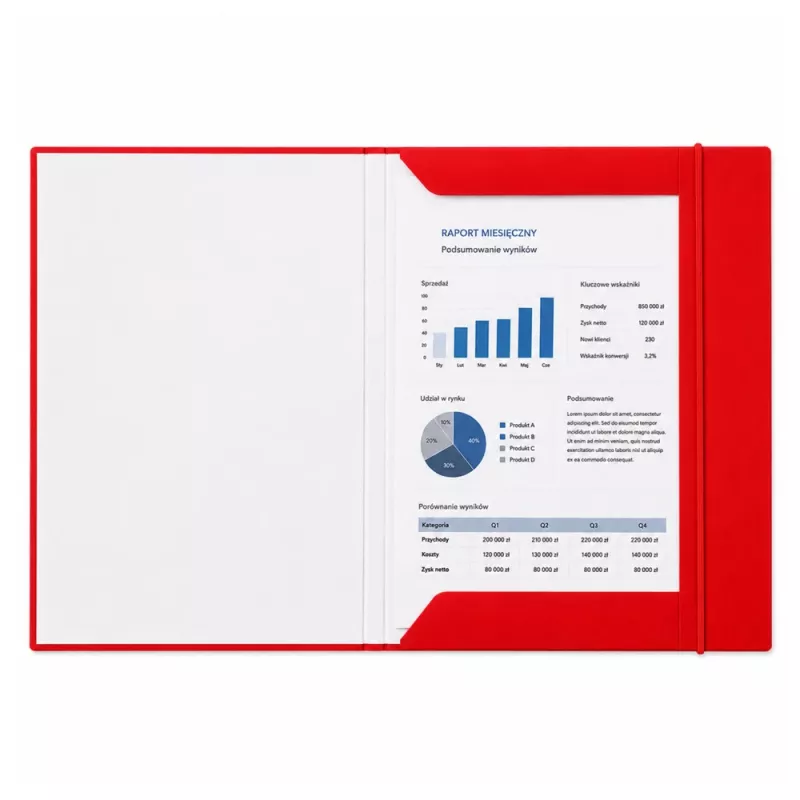LEAN Cardboard Folder with Elastic Band, Lacquered, A4, 300 g/m², Red