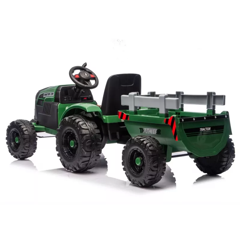 LEAN CARS 24V Battery Operated Tractor with Trailer Dark Green - CH9959B