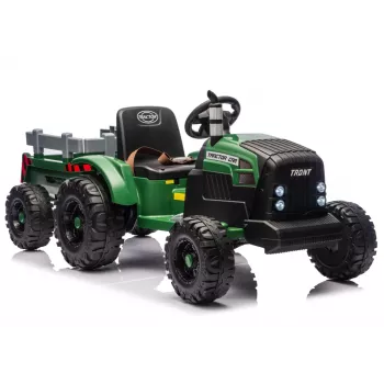 LEAN CARS 24V Battery Operated Tractor with Trailer Dark Green - CH9959B