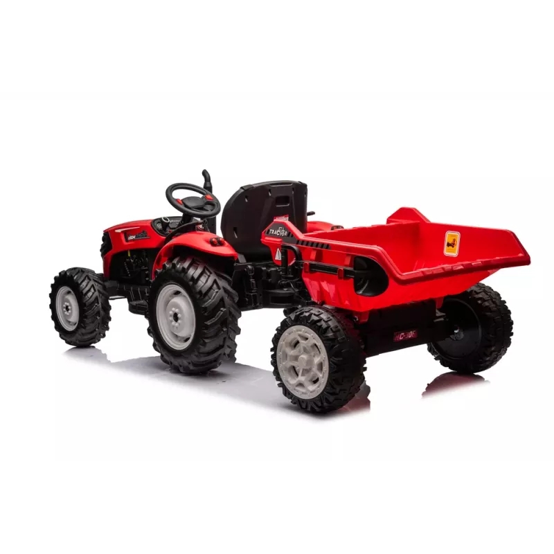 LEAN CARS 24V Battery-Powered Tractor HC-306 Red with Trailer