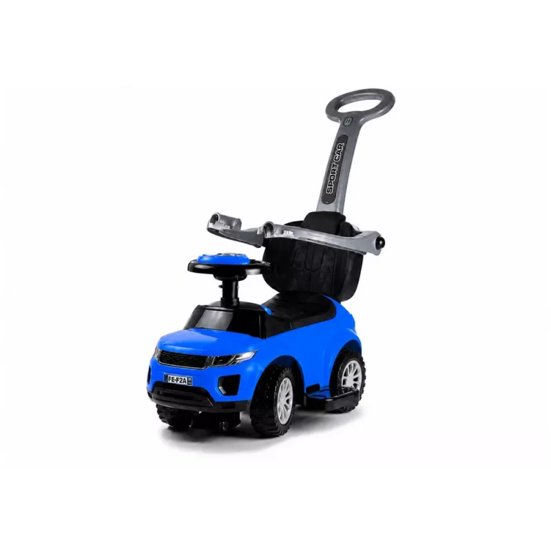 LEAN CARS 614W Toddlers Ride On Push Along with Parent Handle - Blue