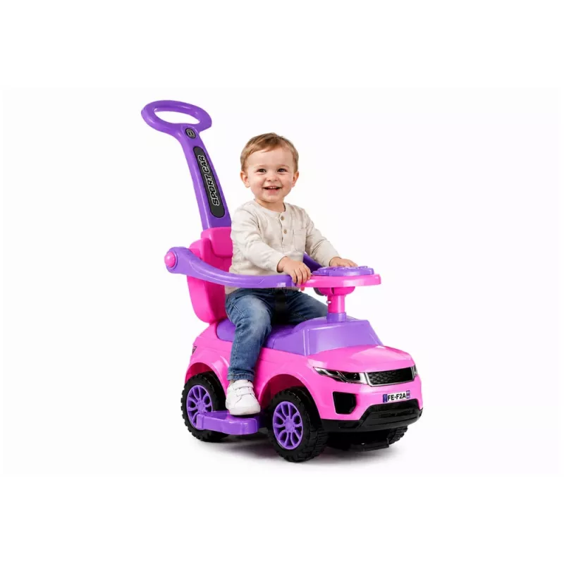 LEAN CARS 614W Toddlers Ride On Push Along with Parent Handle - Pink