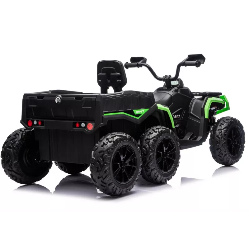 LEAN CARS Battery-Operated Quad ATV 6 Wheels With Trailer JC606 24V 4x4 Green