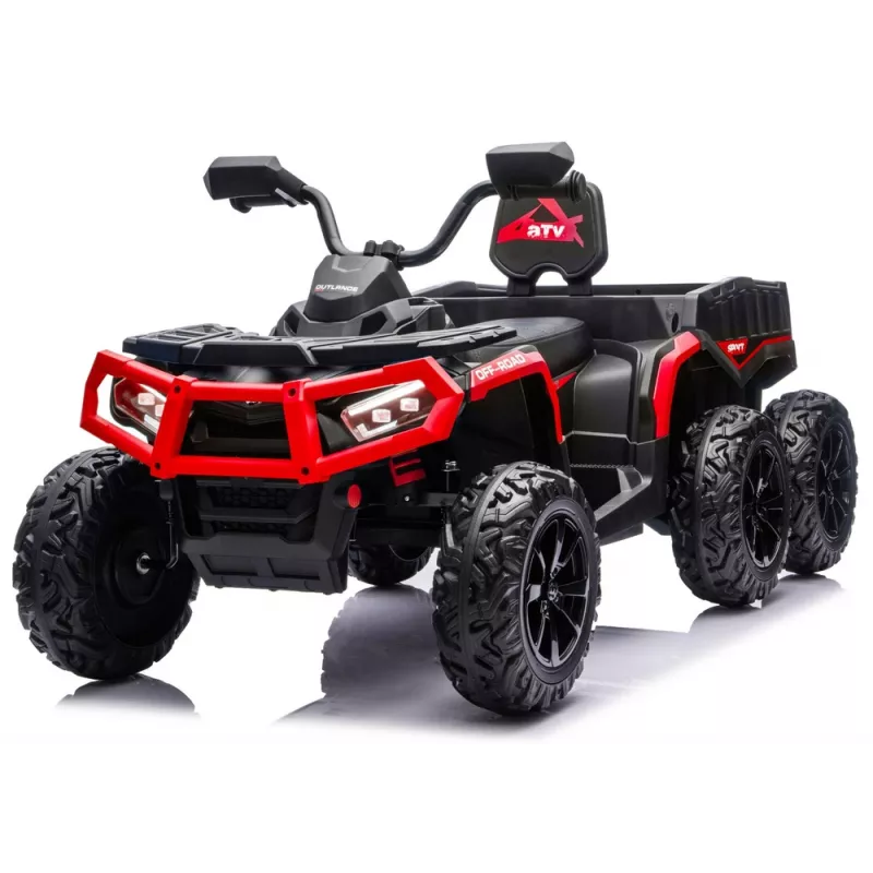 LEAN CARS Battery-Operated Quad ATV 6 Wheels With Trailer JC606 24V 4x4 Red