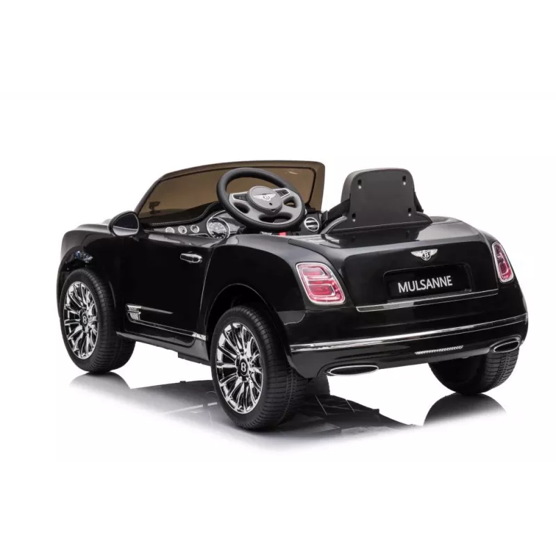 LEAN CARS 12V Bentley Mulsanne Electric Ride-On Car for Kids, Gloss Black, Remote Control, MP3, LED Lights, EVA Wheels, 3-6 Years, Max 30 kg