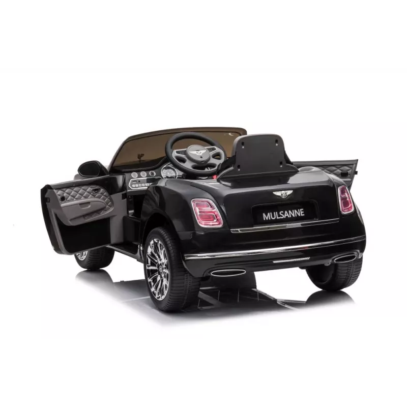 LEAN CARS 12V Bentley Mulsanne Electric Ride-On Car for Kids, Gloss Black, Remote Control, MP3, LED Lights, EVA Wheels, 3-6 Years, Max 30 kg