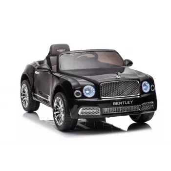 LEAN CARS 12V Bentley Mulsanne Electric Ride-On Car for Kids, Gloss Black, Remote Control, MP3, LED Lights, EVA Wheels, 3-6 Years, Max 30 kg