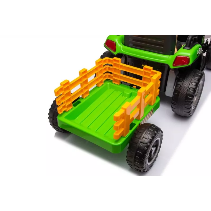 LEAN CARS Battery-Powered Tractor BBH-030 Green 12V Ride-On with Parental Remote Control