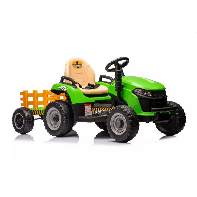 LEAN CARS Battery-Powered Tractor BBH-030 Green 12V Ride-On with Parental Remote Control