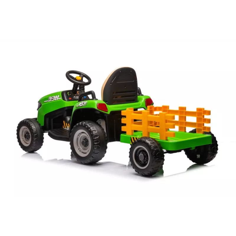 LEAN CARS Battery-Powered Tractor BBH-030 Green 12V Ride-On with Parental Remote Control