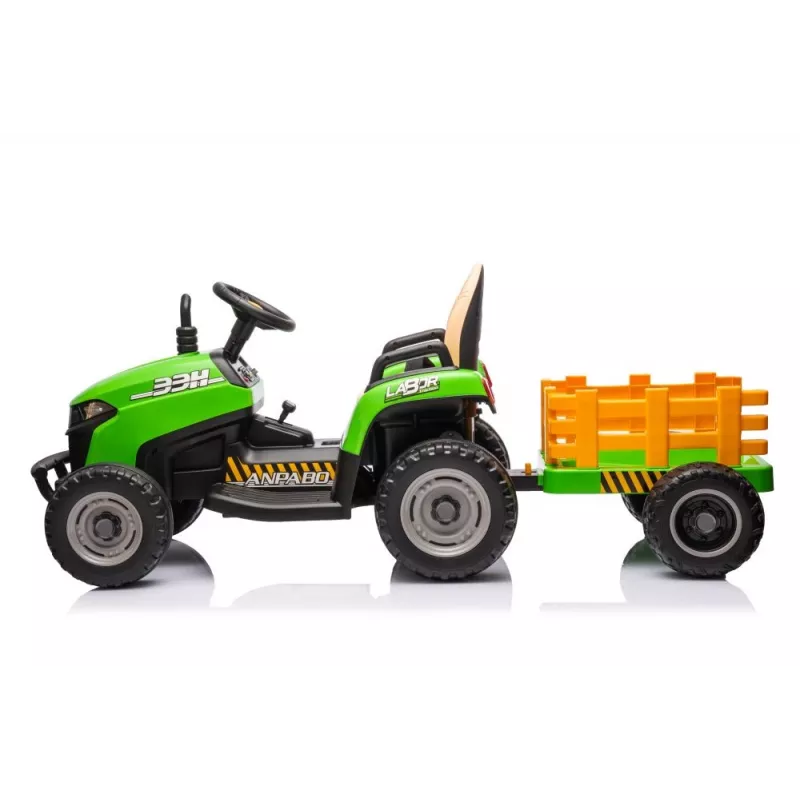 LEAN CARS Battery-Powered Tractor BBH-030 Green 12V Ride-On with Parental Remote Control