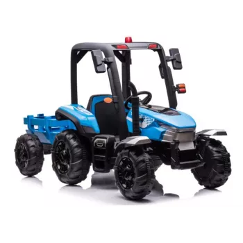 LEAN CARS Battery Tractor BLT-206 Blue 12V Ride-On with Trailer and Remote Control