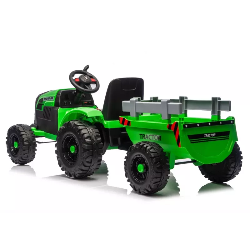 LEAN CARS CH9959B Battery Operated Tractor with Trailer Light Green 24V