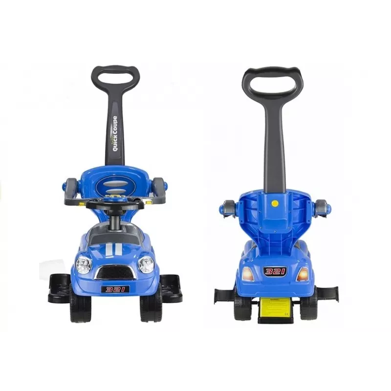 LEAN CARS Coupe Car Manual Ride On with Parent Handle - Blue