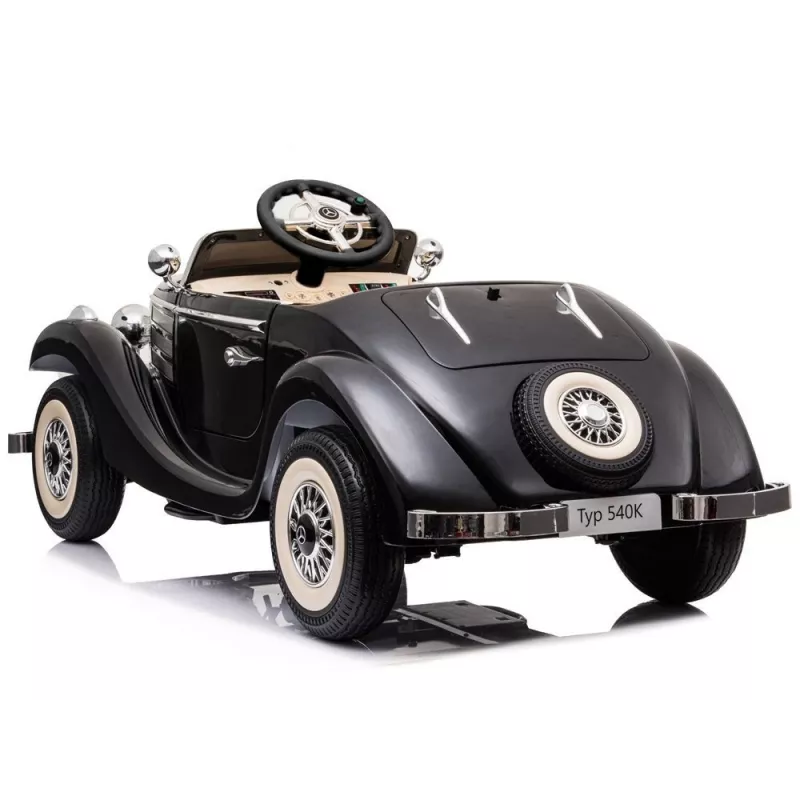 LEAN CARS Electric Ride On Car Mercedes 540K Classic Premium LED Lights MP3 Black