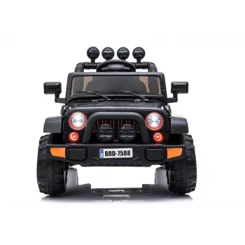 LEAN CARS Electric Ride-On Jeep BRD-7588 with LED Lights, MP3, Remote Control, Black 4x4