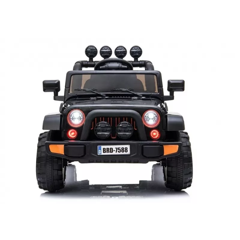 LEAN CARS Electric Ride-On Jeep BRD-7588 with LED Lights, MP3, Remote Control, Black 4x4